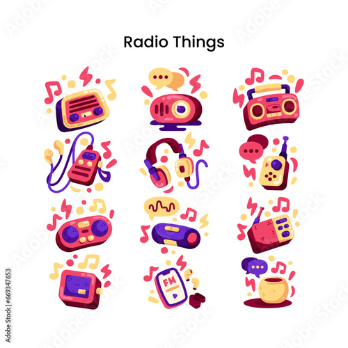 Radio Things/Radio Day Flat Icon Set
