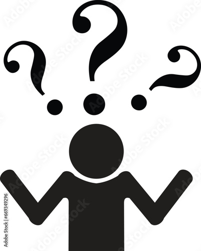 Person silhouette with question mark black and white