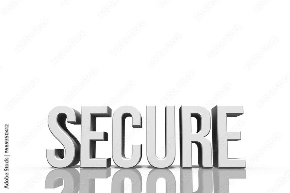 Digital png white text of secure on transparent background