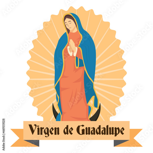Virgen de Guadalupe illustration in flat style design