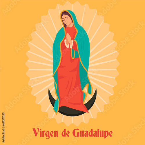 vector flat design Virgen de Guadalupe illustration