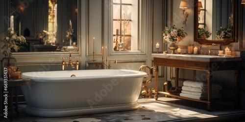 A bathroom that is designed to be both luxurious and relaxing. AI Generative