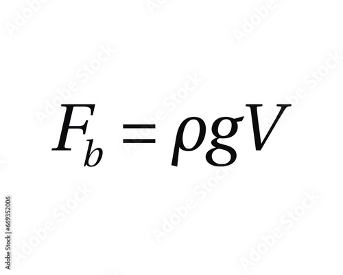 Buoyancy Formula on the white background. Education. Science. Important Physics Formula. Vector illustration.