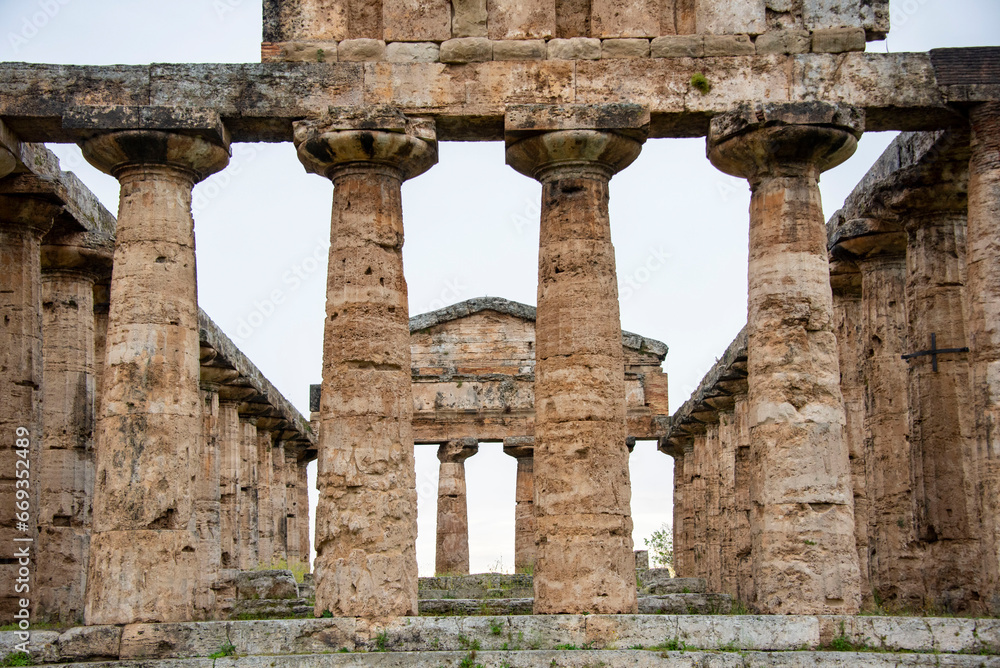 Temple of Athena in Archaeological Park of Paestum - Italy
