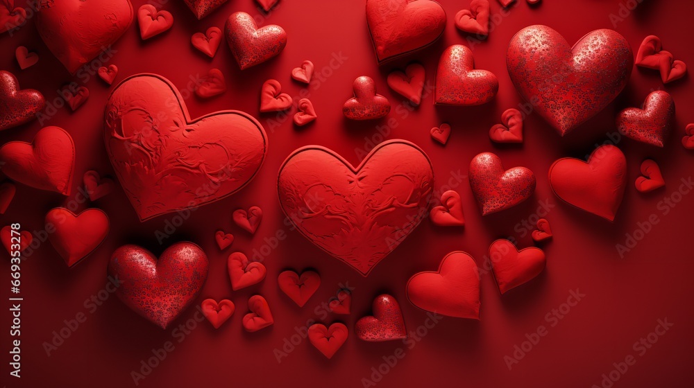 Red hearts for Valentine's Day backdrop design. Generative Ai.