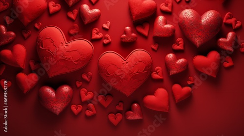 Red hearts for Valentine's Day backdrop design. Generative Ai.