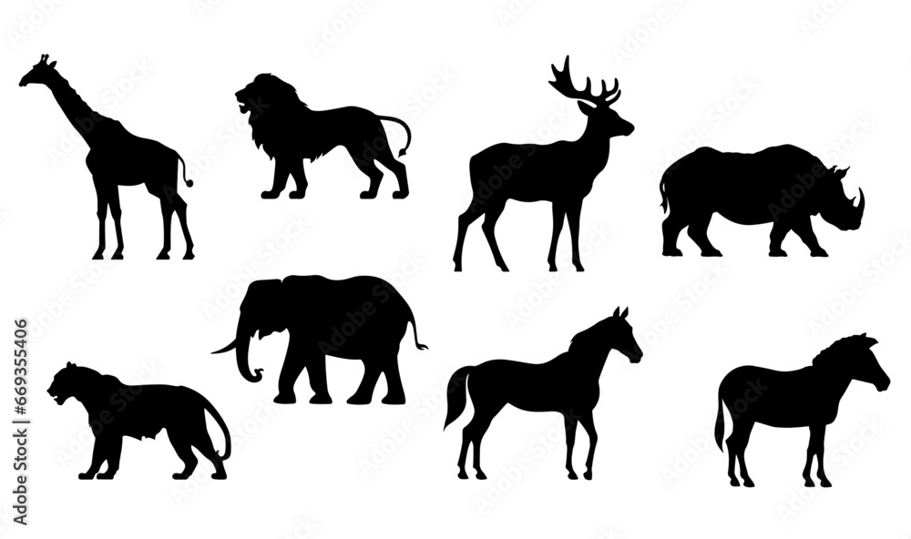 animal wild african Silhouettes Vector collection