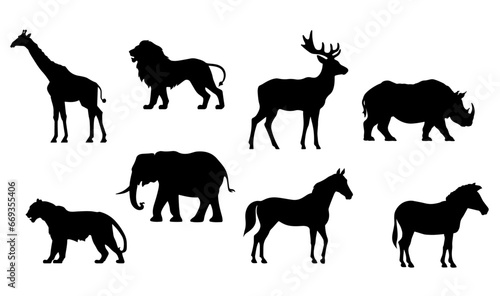 animal wild african Silhouettes Vector collection