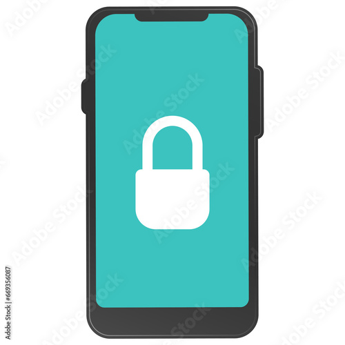 Vector illustration of smartphone screen lock icon sign and symbol. colored icons for website design .Simple design on transparent background (PNG).