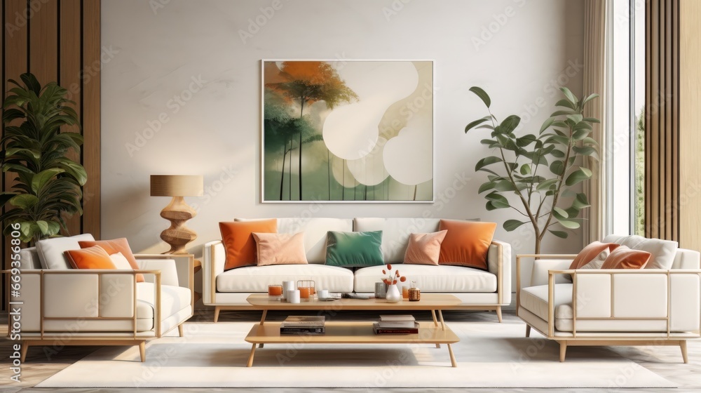 Fototapeta premium Cozy living room with sofa 