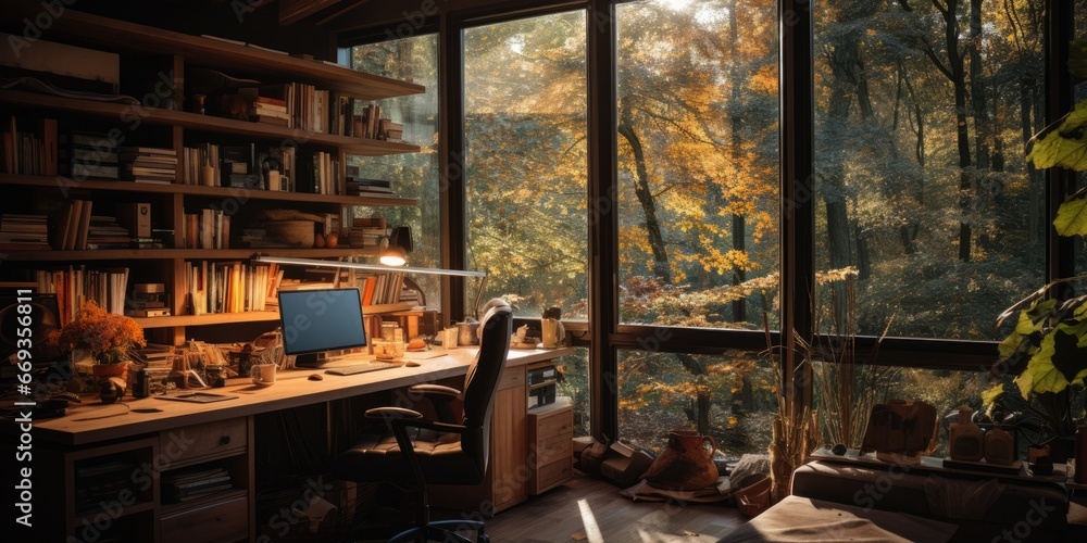 A study room that is designed to be both productive and inspiring. AI Generative A study room that is designed to be both productive and inspiring. AI Generative