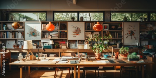A study room that is designed to be both productive and inspiring. AI Generative