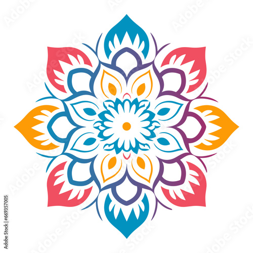 Colorful Gradient Mandala Art vector Icon isolated on a White Background, Islamic mandala, Circle mandala © GFX Expert Team