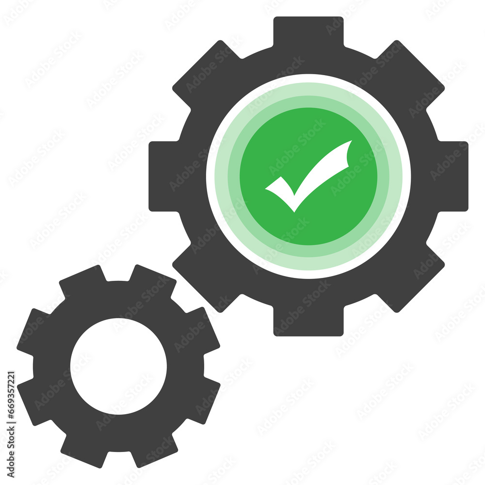 Vector illustration of cog approval icon sign and symbol. colored icons for website design .Simple design on white background. Vector illustration of cog approval icon sign and symbol. colored icons for website design .Simple design on white background.