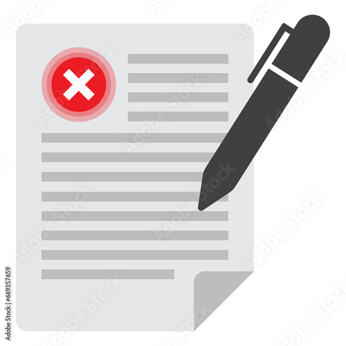 Vector illustration of write document no approval icon sign and symbol. colored icons for website design .Simple design on Transparent background (PNG).