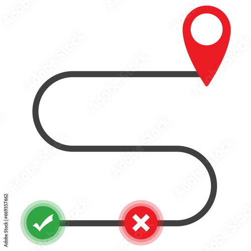 Vector illustration of location track no approval icon sign and symbol. colored icons for website design .Simple design on Transparent background (PNG).