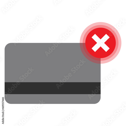 Vector illustration of atm card rejected icon sign and symbol. colored icons for website design .Simple design on Transparent background (PNG).