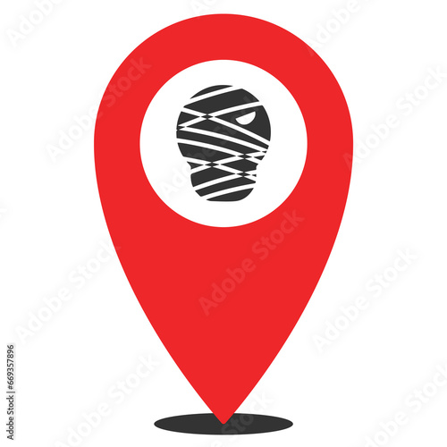 Vector illustration of Halloween location. Simple icon in red color on White background.