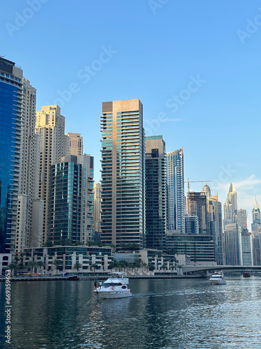 Dubai Marina in Dubai, UAE. View of the skyscrapers and the canal. © Liubov
