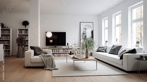 Simplicity Embodied: A Futuristic Scandinavian Apartment's Living Space