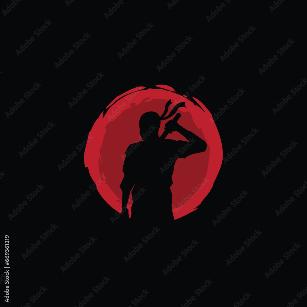 Ninja moon logo design illustration