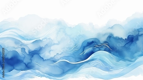 dreamlike blue abstract wavy watercolor waves background wallpaper wave background, in the style of colorful graphic art © Sara_P
