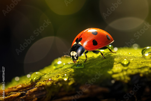 ladybug on a blade of grass © wai