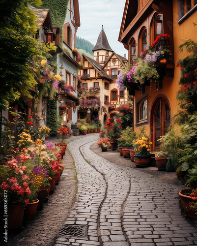 An ancient old town filled with flowers © somruethai