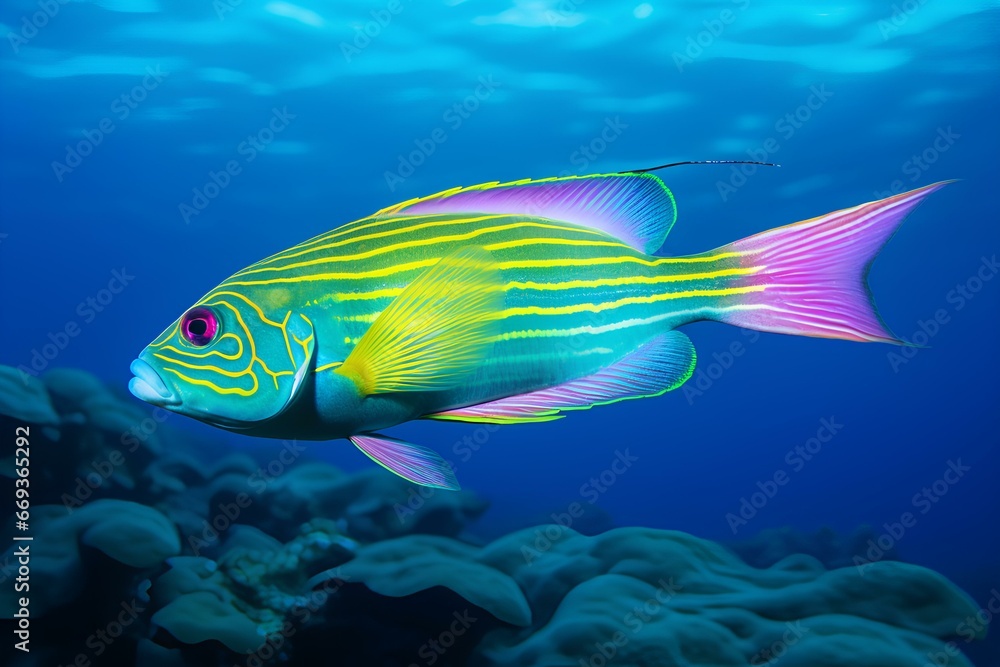 cleaner wrasse fish in natural ocean environment. Ocean photography