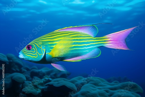 cleaner wrasse fish in natural ocean environment. Ocean photography photo