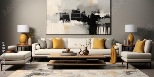 Design a modern minimalist living room with clean lines and neutral colors. AI Generative