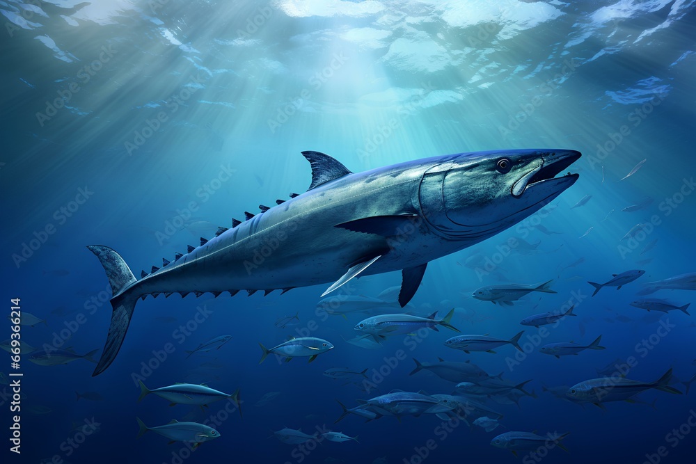 king mackerel in ocean natural environment. Ocean nature photography