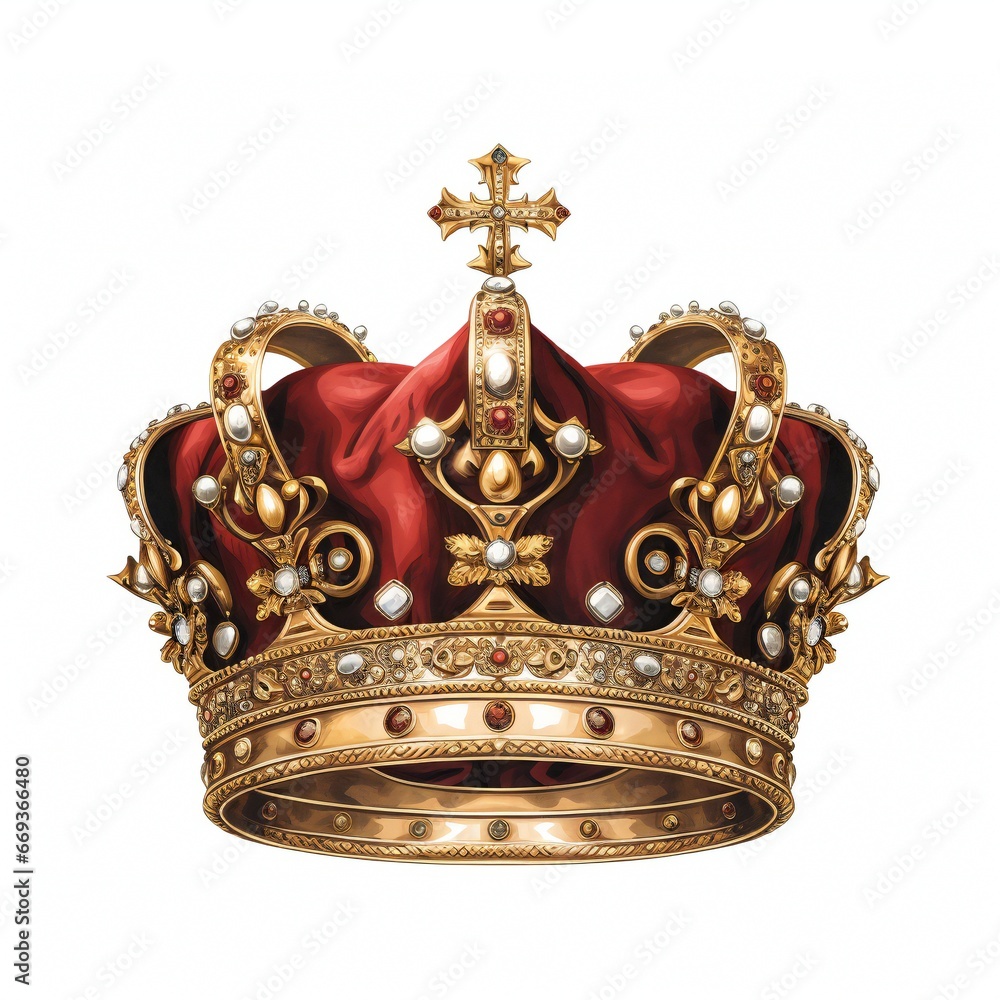Gold crown with jewels realistic isolated on white Gold crown with jewels realistic isolated on white