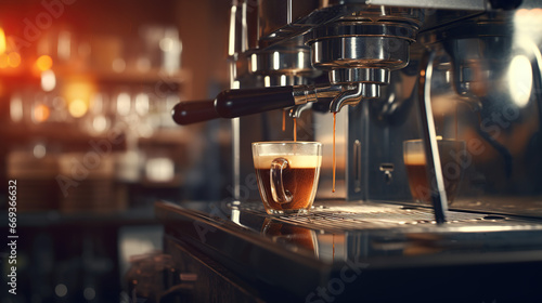 hot drink espresso. steel cafes machine..fashioned cafe