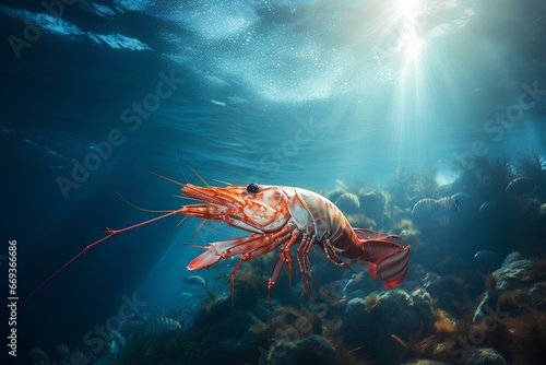prawn in ocean natural environment. Ocean nature photography photo