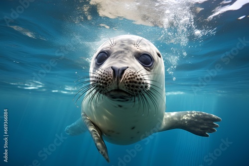ringed seal in ocean natural environment. Ocean nature photography