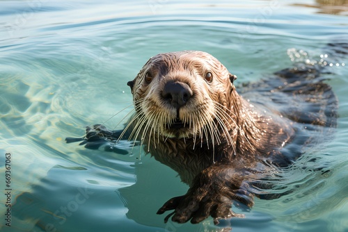 sea otter in ocean natural environment. Ocean nature photography