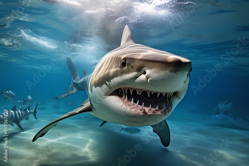 tiger shark in ocean natural environment. Ocean nature photography