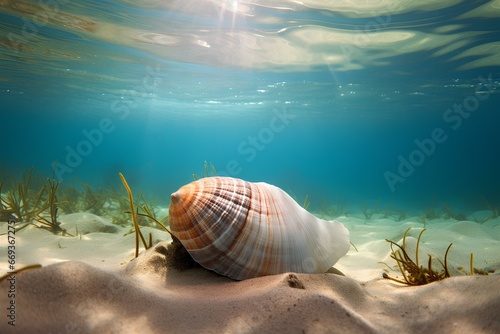 Tableau sur toile tun shell in ocean natural environment. Ocean nature photography
