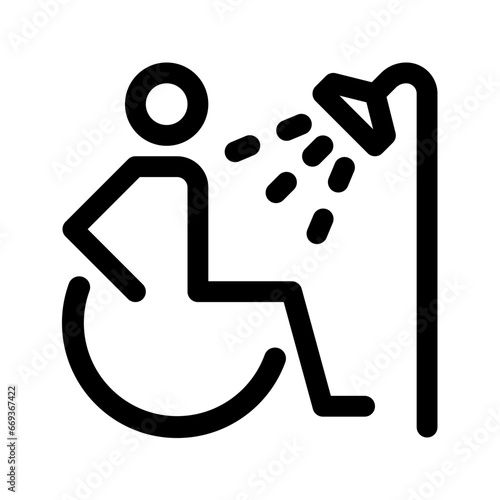 Accessible shower room line icon