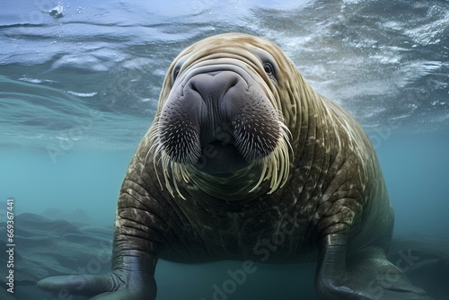walrus in ocean natural environment. Ocean nature photography