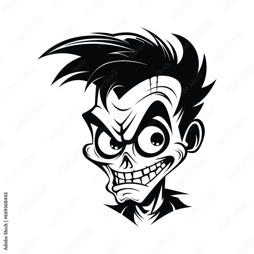 Black and white drawing of zombie Black and white drawing of zombie