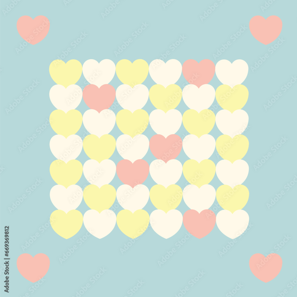 Happy Valentine day. Seamless Heart vector pattern. Semicircle curve pattern. Pastel Heart. Seamless background. Simplicity. Backdrop. Gift wrap.Postcard. Romantic. Multicolour. Pink, Yellow and Blue. Happy Valentine day. Seamless Heart vector pattern. Semicircle curve pattern. Pastel Heart. Seamless background. Simplicity. Backdrop. Gift wrap.Postcard. Romantic. Multicolour. Pink, Yellow and Blue.