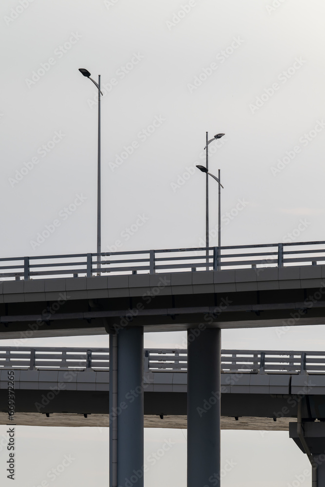 silhouette of road lamps on the bridge silhouette of road lamps on the bridge