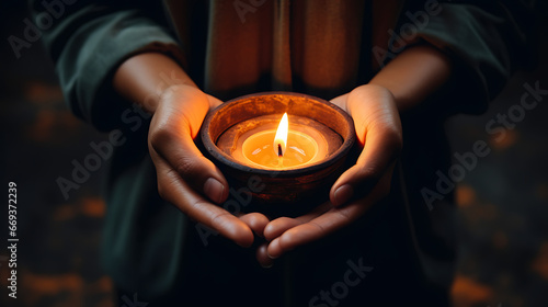 A hand holding candles in the dark of night creates a peaceful and bittersweet moment, showcasing the serene charm of candlelight during the evening.