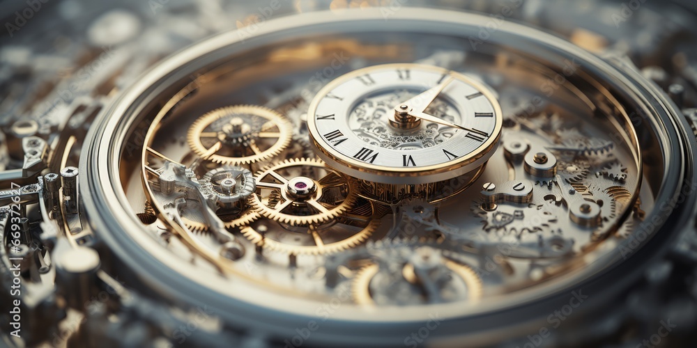 an artwork that explores the concept of time, with intricate details and patterns that move and evolve. AI Generative an artwork that explores the concept of time, with intricate details and patterns that move and evolve. AI Generative