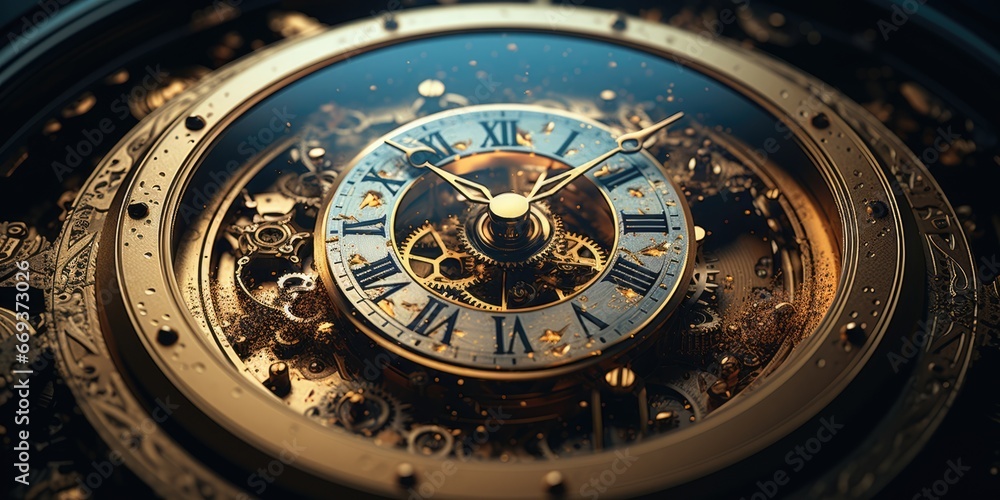 Fototapeta premium an artwork that explores the concept of time, with intricate details and patterns that move and evolve. AI Generative