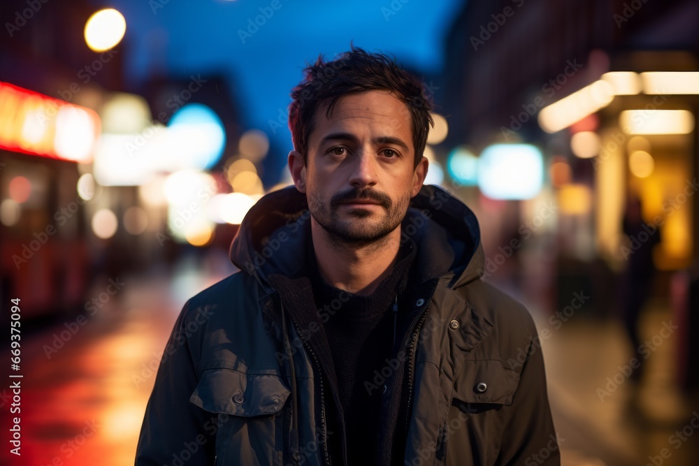 Portrait of a handsome young man at night in the city. Portrait of a handsome young man at night in the city.