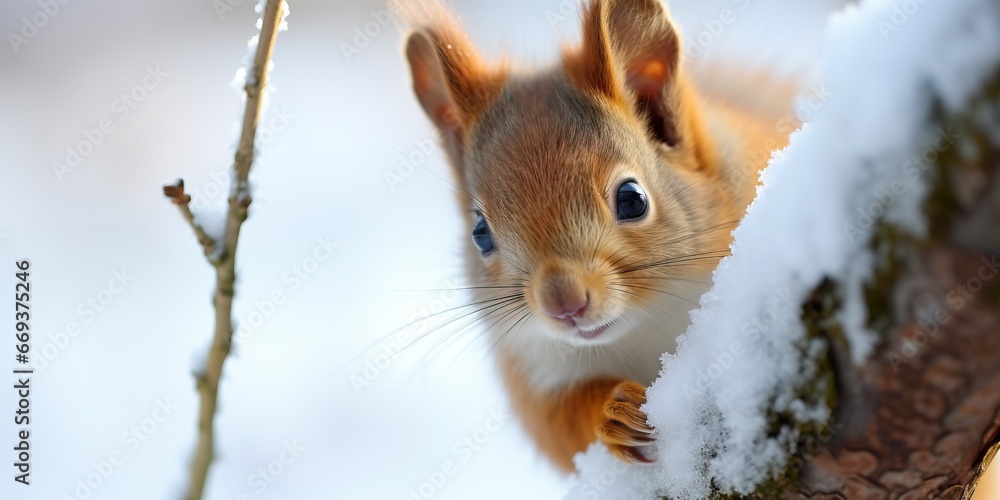 Squirrel in the winter forest. Squirrel in the winter forest.