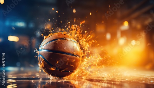 Basketball ball with splashes of water © Meow Creations